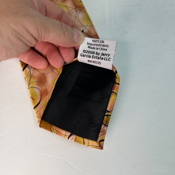 2006 J. Garcia Butterfly Study Tie 100% Silk Floral Gold Collection Forty-Two - Picture 5 of 7